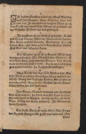 JHr lieben Christen höret an/ Groß Wunder || will Jch Singen: