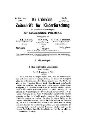 Ein schlechtes Gedächtnis : eine Studie ; (Schluß)