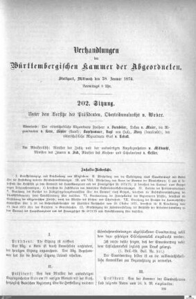 202. Sitzung, Stuttgart, 28.1.1874