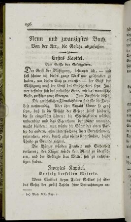 Neun und zwanzigstes Buch. Von der Art, die Gesetze abzufassen.