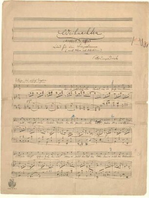 Weihnachten (Adelheid Wette). Lied für eine Singstimme (mit Chor ad libitum) von E Humperdinck [Kopftitel] (Manuskripttitel) : Weihnachten [V, Coro ad lib, pf; F-Dur; EHWV 111, IrmH 4.41]