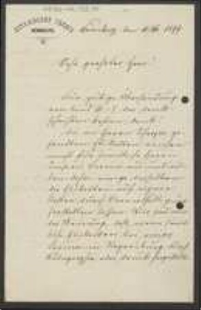 Brief von Ernst Kaufmann an Unbekannt