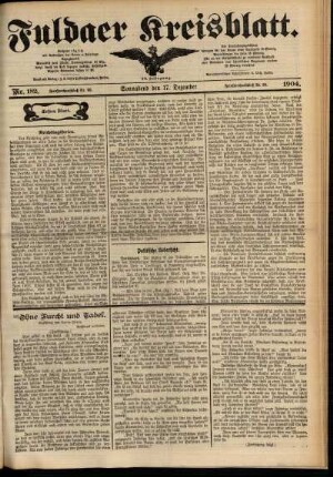 Erste Ausgabe vom Samstag, den 17. Dezember 1904.