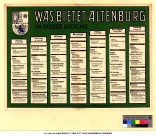 Originaltitel: Was bietet Altenburg in dieser Woche 24. Januar bis 30. Januar 1949 Mitgeteilt vom Städtischen Kulturamt Altenburg