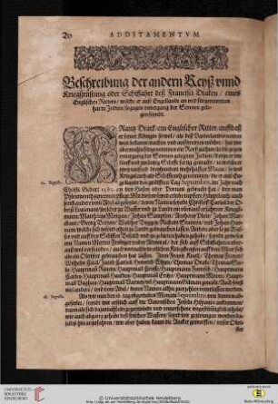 Beschreibung der andern Reyß unnd Kriegßrüstung oder Schiffahrt deß Francisci Draken [...]