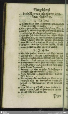 Verzeichniß der bisher von mir edirten deutschen Schriften
