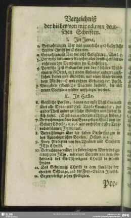 Verzeichniß der bisher von mir edirten deutschen Schriften