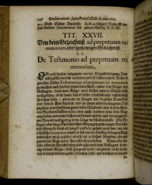 Tit. XXVII. Von dem Gezeichniß ad perpetuam rei memoriam, oder zum ewigen Gedächtniß. [...]