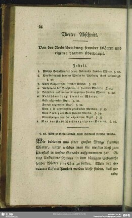 Vierter Abschnitt. Von der Rechtschreibung fremder Wörter und eigener Namen überhaupt