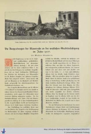 Die Ausgrabungen der Mauerreste an der westlichen Stadtbefestigung im Jahre 1907.