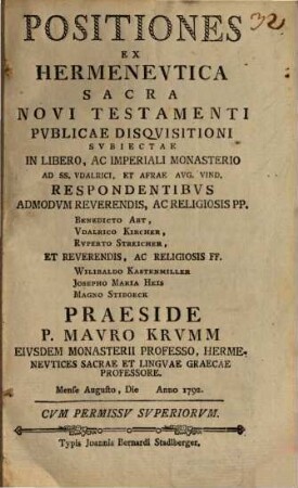 Positiones ex hermeneutica sacra Novi Testamenti