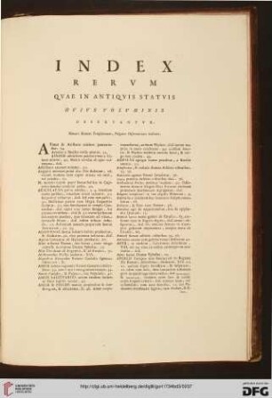 Index rerum quae in antiquis statuis huius voluminis observantur