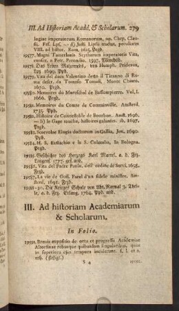 III. Ad historiam Academiarum & Scholarum.