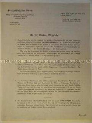 Offener Brief des Deutsch-Russischen Handelsvereins an seine Mitglieder
