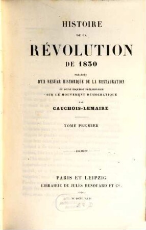 Histoire de la Revolution de 1830...