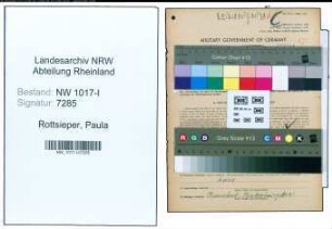 Entnazifizierung Paula Rottsieper , geb. 12.11.1891 ()