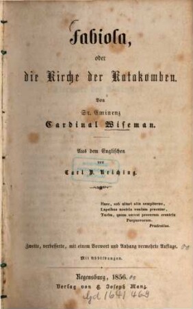 Fabiola, oder die Kirche der Katakomben