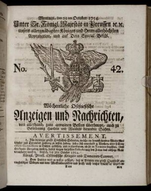 No. 42. Montags, den 21ten October, 1754.