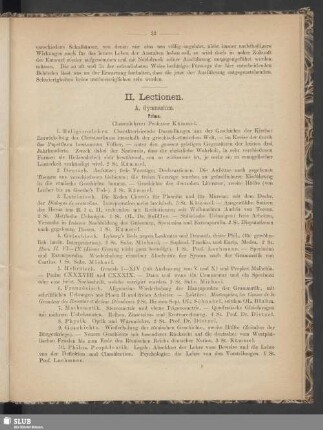 II. Lectionen