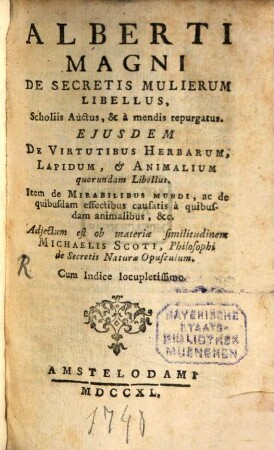 De secretis mulierum libellus : scholiis auctus
