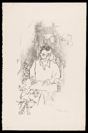 Lithografie des Künstlers Rudi Lesser, Selvportr. (dän.: Selbstporträt), 1949