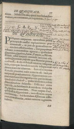 Cap. V. De Quantitate