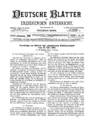Vorschläge zur Reform der "Allgemeinen Bestimmungen" vom 15. Okt. 1872 : (Schluß)
