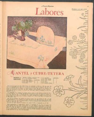 Labores [Dibujos] : Mantel y cubre-tetera