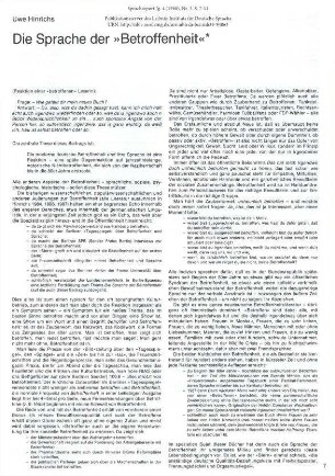 Die Sprache der "Betroffenheit"