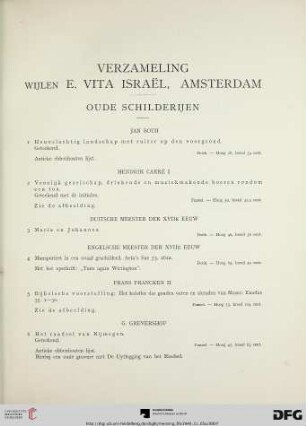 Verzameling Wijen E. Vita Israël, Amsterdam; oude schilderijen (Nr. 1-62)