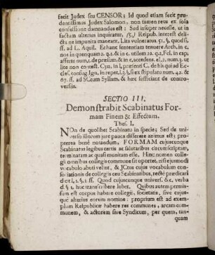 Sectio III. Demonstrabit Scabinatus Formam Finem & Effectum.