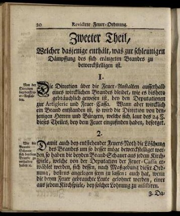 Zweeter Theil, Welcher dasjenige enthält, was zur schleunigen Dämpffung des sich eräugeten Brandes zu bewerckstelligen ist.