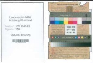 Entnazifizierung Henning Von Mirbach , geb. 10.08.1912 (Beamter)