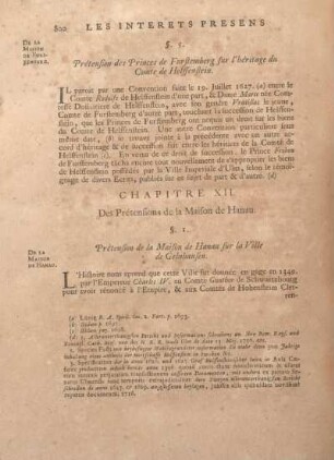 Chapitre XII. Des Prétensions de la Maison de Hanau.
