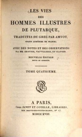Les vies des hommes illustres de Plutarque, 4