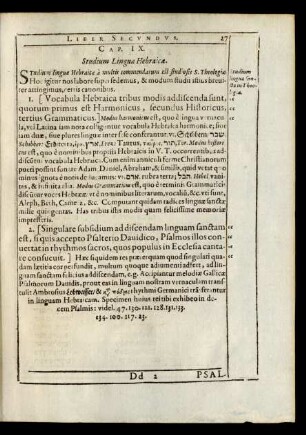 Cap. IX. Studium Linguae Hebraicae.