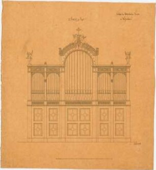 Voit, August von; Weißenhorn; Pfarrkirche - Orgelentwurf (Ansicht)