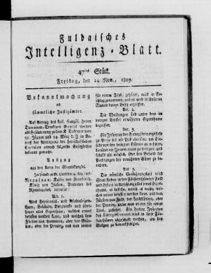 47tes Stück, Ausgabe vom 24. Nov. 1809