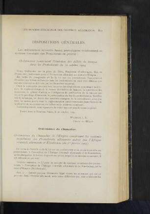 Dispositions Générales.