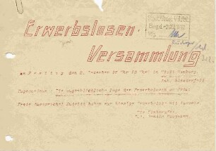 Aufruf zur Erwerbslosen Versammlung