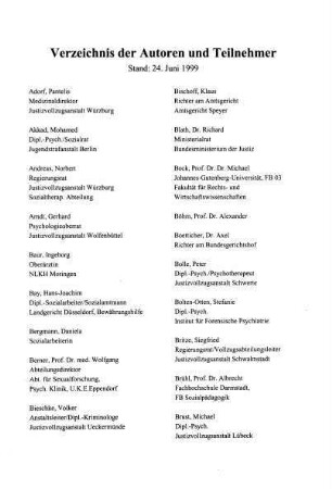 337-344, Verzeichnis der Autoren und Teilnehmer
