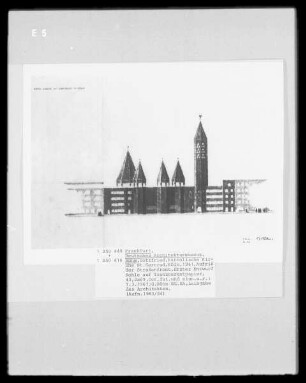 Katholische Kirche Sankt Gertrud in Köln, Aufriss der Straßenfront, 1. Entwurf