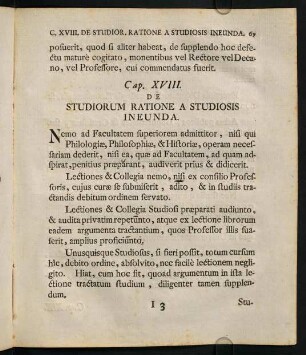 XVIII. De Studiorum ratione a Studiosis ineunda.