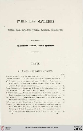 Table des matières: Juillet, août, septembre, octobre, novembre, décembre 1861