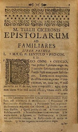 M. Tullii Ciceronis Epistolarum quae extant Ad Familiares Libri XVI.