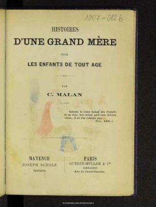Histoires d'une grand mère pour les enfants de tout age