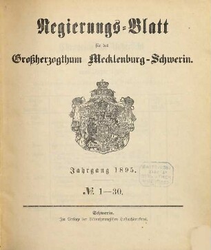 Regierungsblatt für Mecklenburg-Schwerin. 1895
