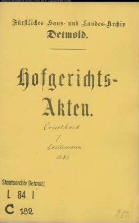 Cruelkord zu Heiden gegen Bernd Deichmann zu Heiden - Schuldforderung