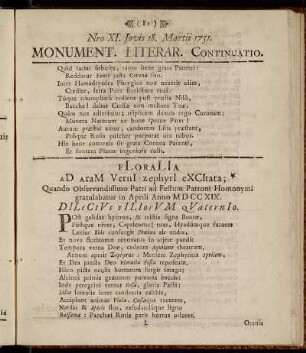 Nro XI. Jovis 18. Martii 1751.