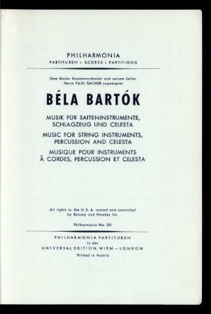 Musik für Saiteninstrumente, Schlagzeug und Celesta